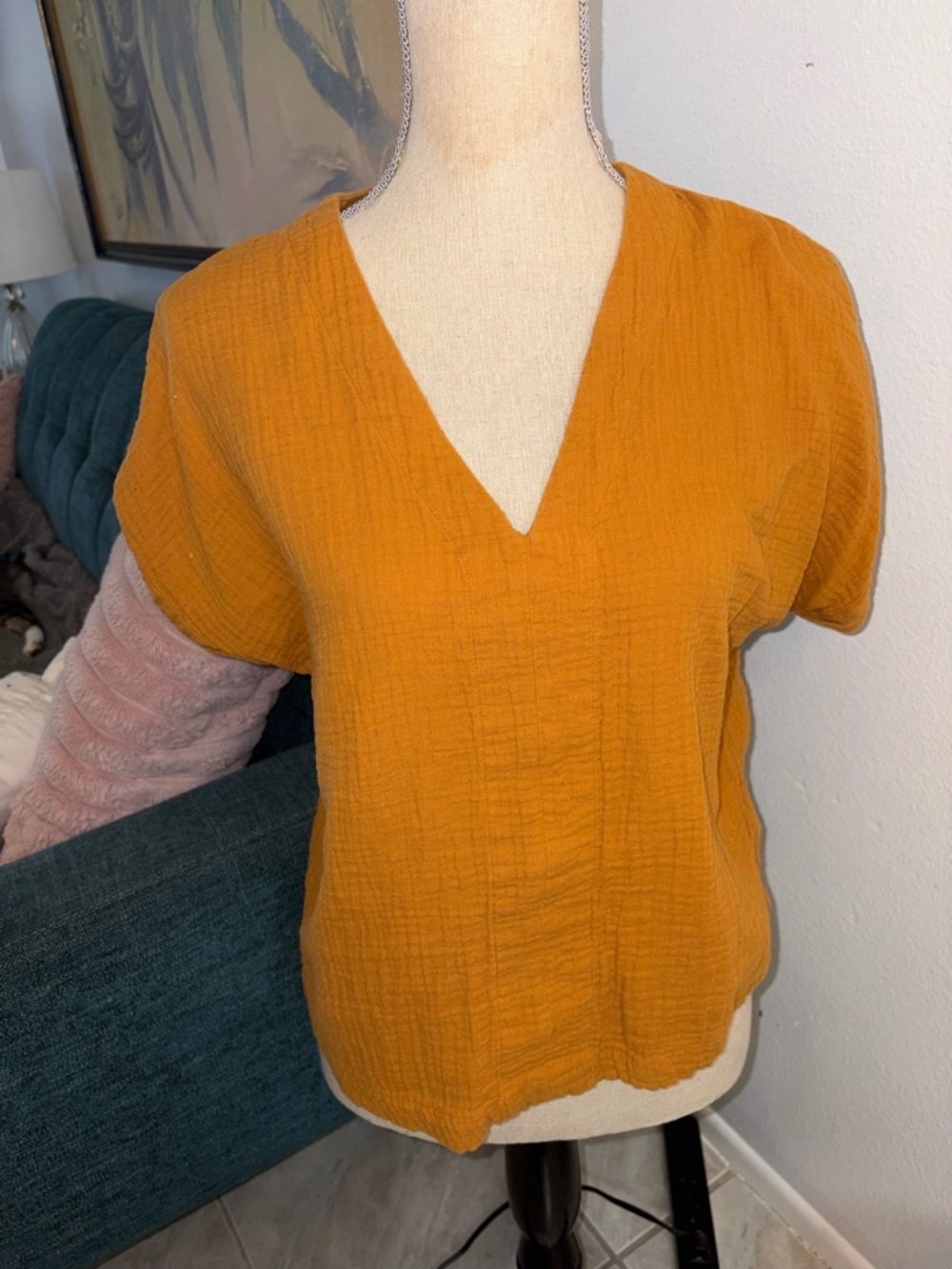 Women's Medium 100% Cotton Universal Threads Mustard Yellow Blouse